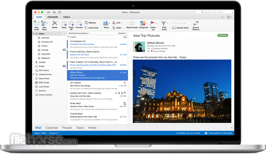 office for mac 2016 emails one row